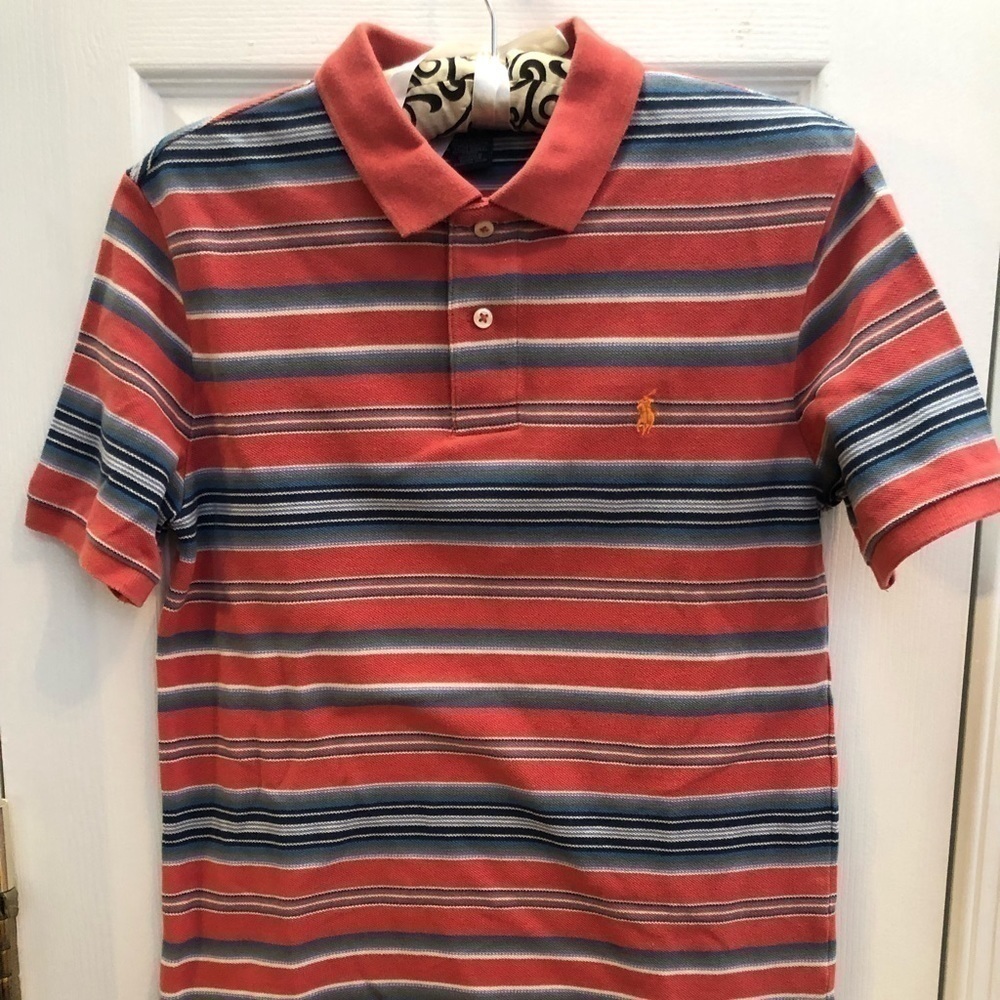 𝅺POLO Ralph Lauren Collared short sleeve striped‎  shirt Boys size L 14 -16